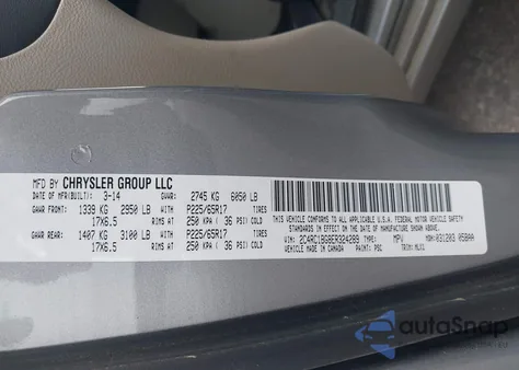 2014 Chrysler Town & Country Touring из США, поврежденный, VIN 2C4RC1BG8ER324289